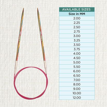 KnitPro Symfonie multi-coloured wooden fixed circular knitting needle, 40cm, 3.75mm