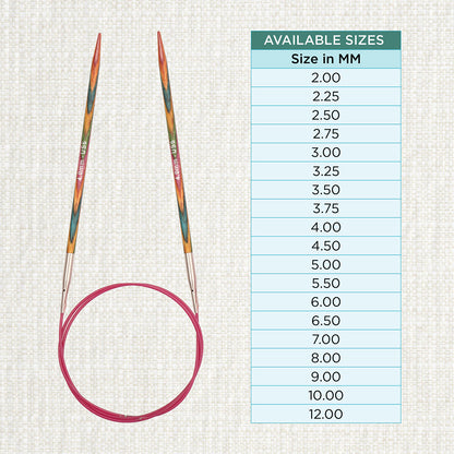 KnitPro Symfonie multi-coloured wooden fixed circular knitting needle, 40cm, 4mm