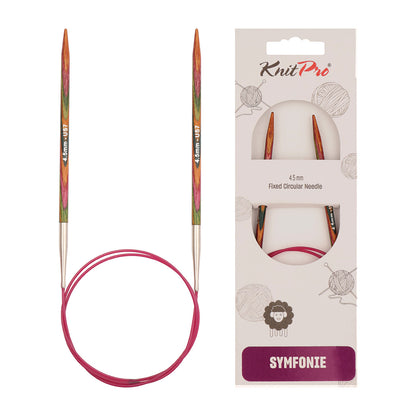 KnitPro Symfonie 4.5mm fixed circular knitting needle with birch wood tips and cable