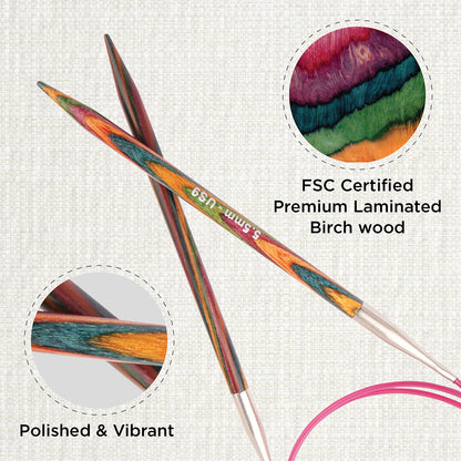 KnitPro Symfonie 5.5mm fixed circular knitting needle with birch wood tips and cable
