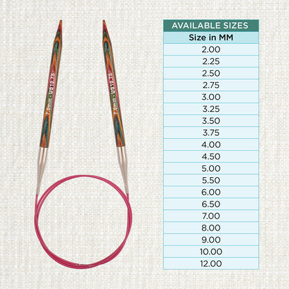 KnitPro Symfonie 7mm fixed circular knitting needle with birch wood tips and cable