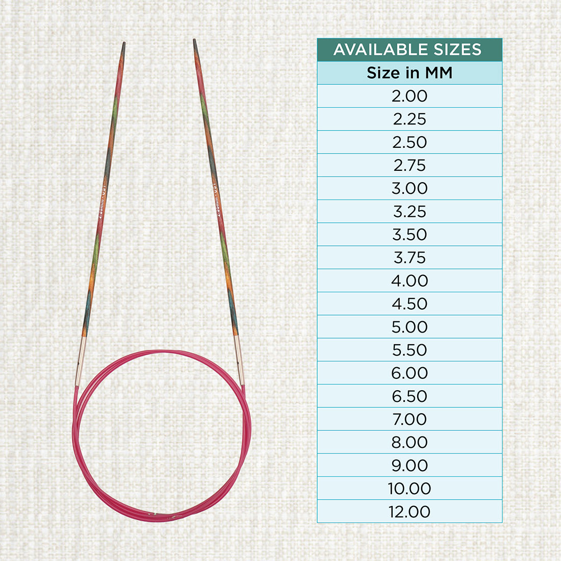 KnitPro Symfonie 2.25mm fixed circular knitting needle with birch wood tips and cable
