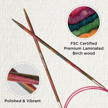 KnitPro Symfonie 3.25mm fixed circular knitting needle with birch wood tips and cable