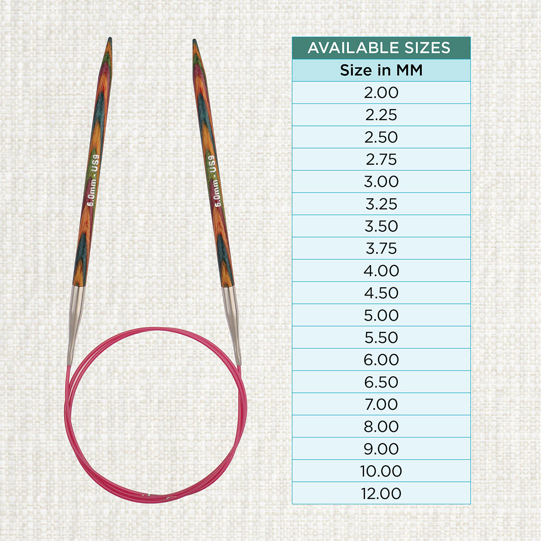 KnitPro Symfonie 6mm fixed circular knitting needle with birch wood tips and cable
