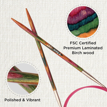 KnitPro Symfonie 4.5mm fixed circular knitting needle with birch wood tips and cable
