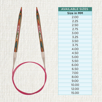 KnitPro Symfonie 7mm fixed circular knitting needles with laminated birch wood tips and 60cm cable