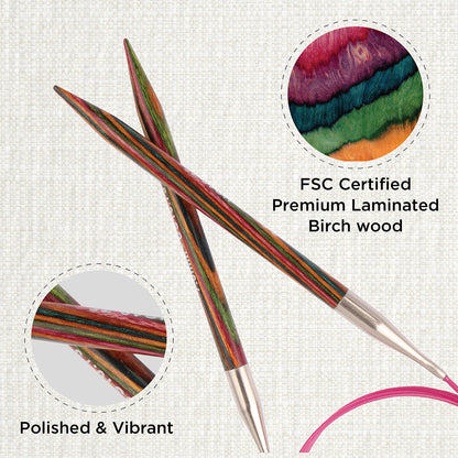 KnitPro Symfonie 7mm fixed circular knitting needles with laminated birch wood tips and 60cm cable