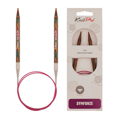 KnitPro Symfonie 7mm fixed circular knitting needles with laminated birch wood tips and 60cm cable