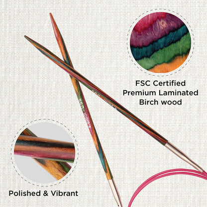 KnitPro Symfonie 4mm fixed circular knitting needles with laminated birch wood tips and 80cm cable