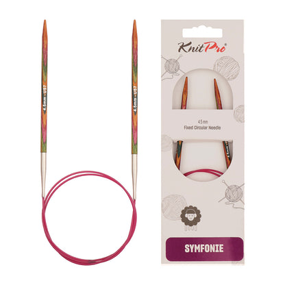 KnitPro Symfonie 4.5mm fixed circular knitting needles with laminated birch wood tips and 80cm cable