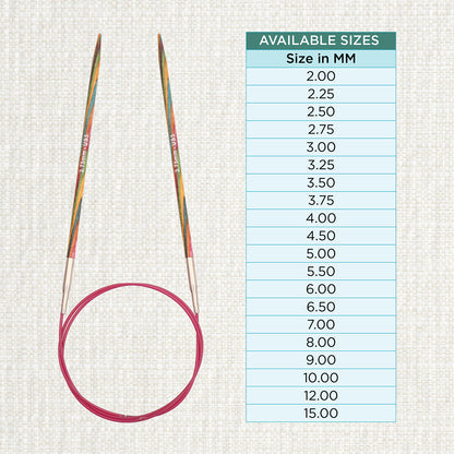 KnitPro Symfonie 3.75mm fixed circular knitting needles with laminated birch wood tips and 100cm cable