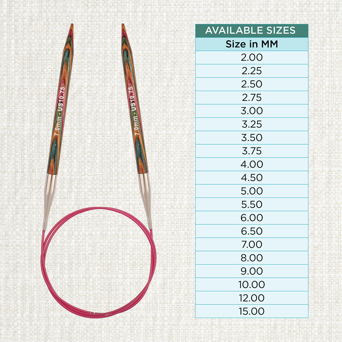 KnitPro Symfonie 2 7mm birch wood circular knitting needle with 100cm cable