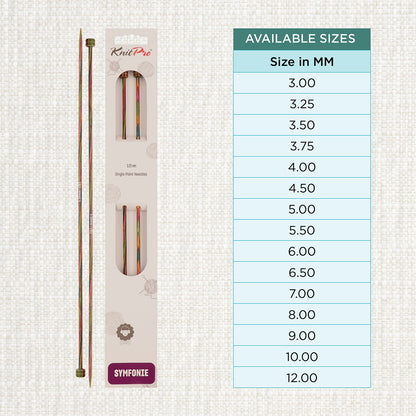 Pair of KnitPro Symfonie 3.25mm straight birch wood knitting needles, 25cm long