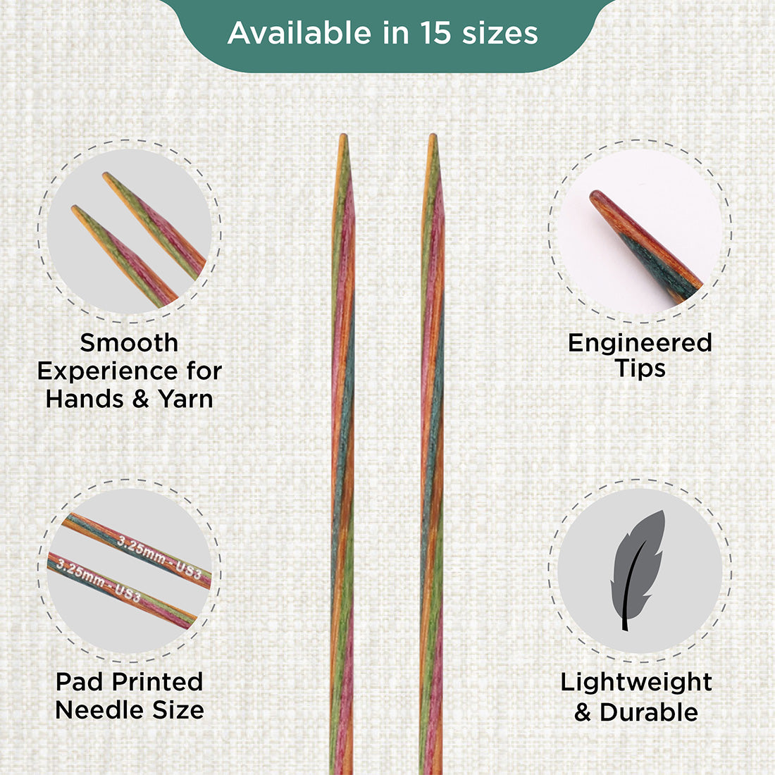 Pair of KnitPro Symfonie 3.25mm straight birch wood knitting needles, 25cm long
