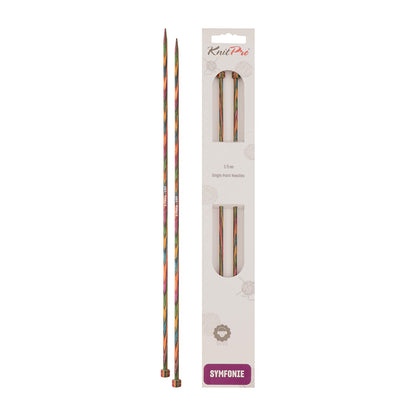 Pair of KnitPro Symfonie 3.75mm straight birch wood knitting needles, 25cm long