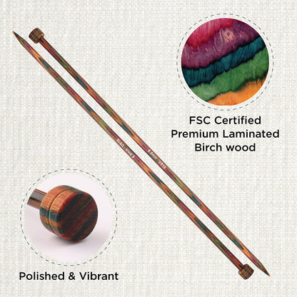Pair of KnitPro Symfonie 6mm straight birch wood knitting needles, 30cm long