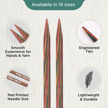 Pair of KnitPro Symfonie 6.5mm straight birch wood knitting needles, 30cm long