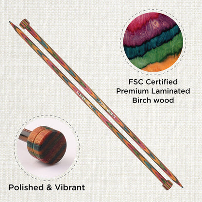 Pair of KnitPro Symfonie 7mm straight birch wood knitting needles, 30cm long