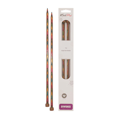Pair of KnitPro Symfonie 7mm straight birch wood knitting needles, 30cm long