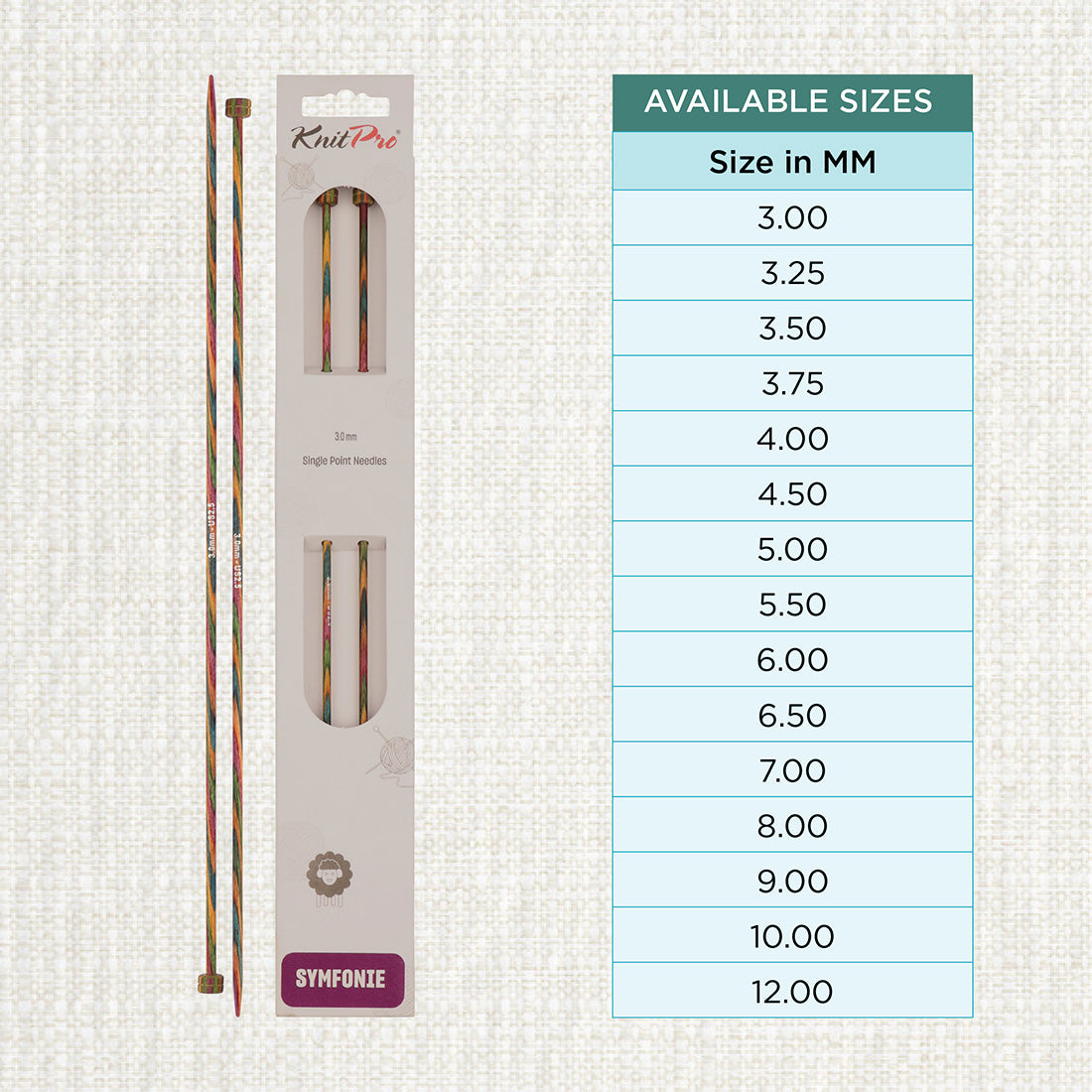 Pair of KnitPro Symfonie 3mm straight birch wood knitting needles, 35cm long