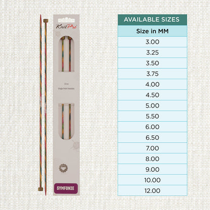 Pair of KnitPro Symfonie 3mm straight birch wood knitting needles, 35cm long