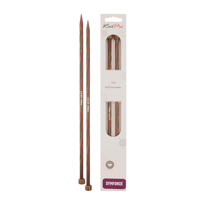 Pair of KnitPro Symfonie 2 laminated birch wood straight knitting needles, 35cm, 6.50mm