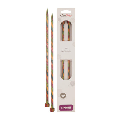 Pair of KnitPro Symfonie 2 laminated birch wood straight knitting needles, 35cm, 8.00mm