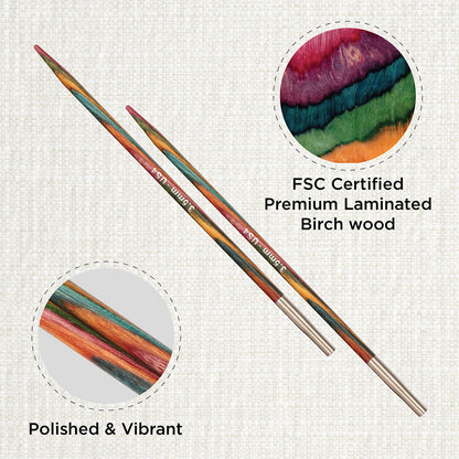 Pair of KnitPro Symfonie 2 laminated birch wood interchangeable circular needle tips, 3.50mm