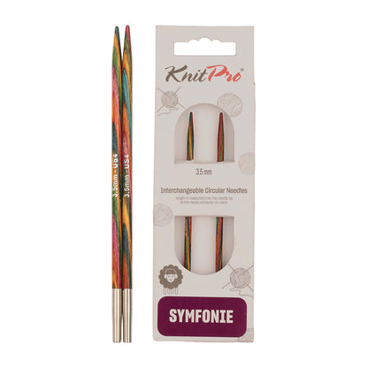 Pair of KnitPro Symfonie 2 laminated birch wood interchangeable circular needle tips, 3.50mm