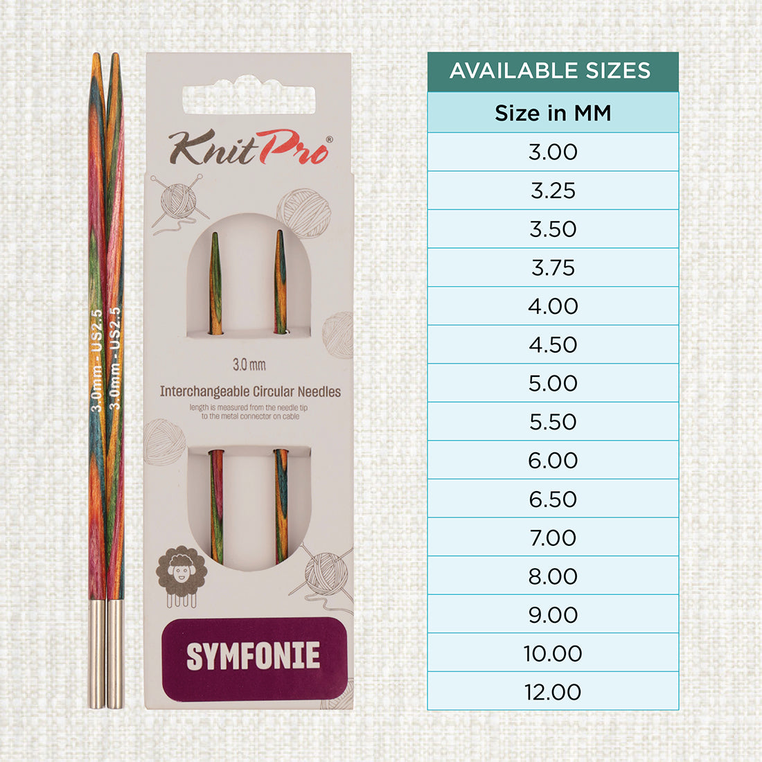 Pair of KnitPro Symfonie 2 3.00mm interchangeable wooden needle tips