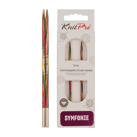 Pair of KnitPro Symfonie 2 3.00mm interchangeable wooden needle tips