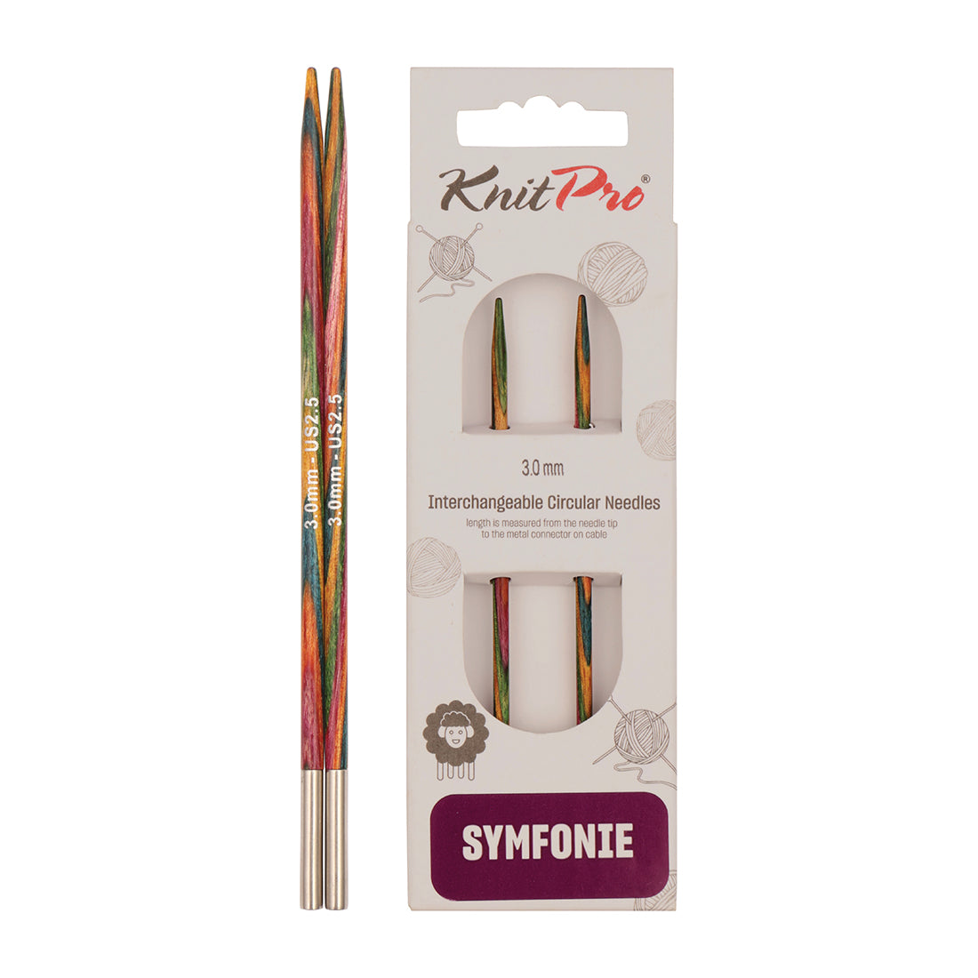 Pair of KnitPro Symfonie 2 3.50mm interchangeable wooden needle tips