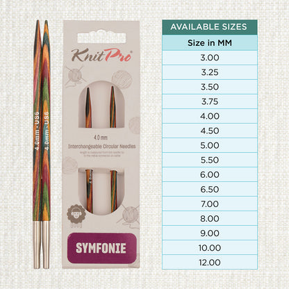 Pair of KnitPro Symfonie 2 4.00mm interchangeable wooden needle tips
