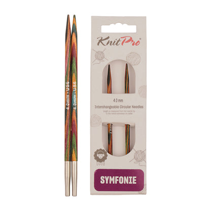 Pair of KnitPro Symfonie 2 4.00mm interchangeable wooden needle tips