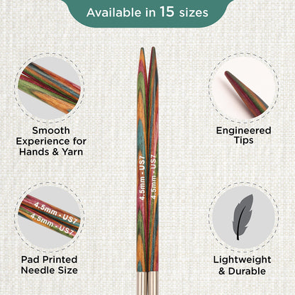 Pair of KnitPro Symfonie 2 4.50mm interchangeable wooden needle tips