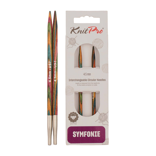 Pair of KnitPro Symfonie 2 4.50mm interchangeable wooden needle tips