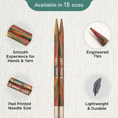 Pair of KnitPro Symfonie 2 5.00mm interchangeable wooden needle tips