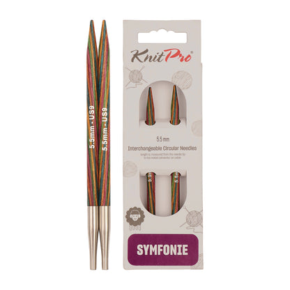 Pair of KnitPro Symfonie 2 5.50mm interchangeable wooden needle tips