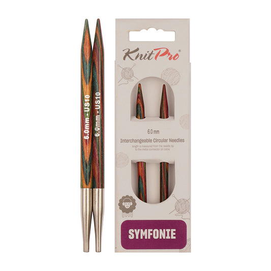 Pair of KnitPro Symfonie 2 6.00mm interchangeable wooden needle tips