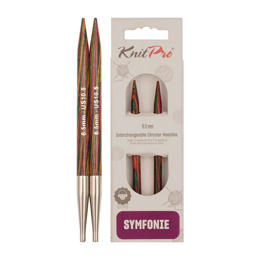 Pair of KnitPro Symfonie 2 6.50mm interchangeable wooden needle tips