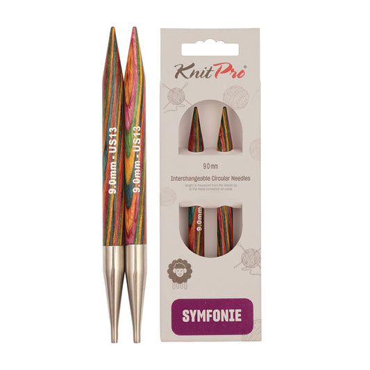 Pair of KnitPro Symfonie 2 9.00mm interchangeable wooden needle tips