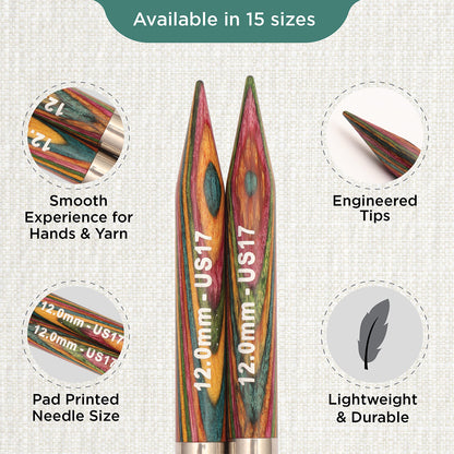 Pair of KnitPro Symfonie 2 12.00mm interchangeable wooden needle tips
