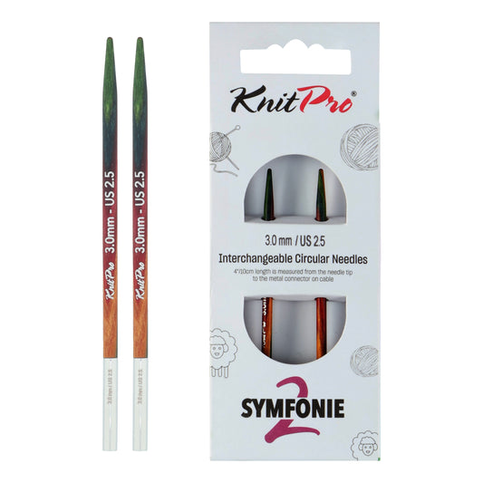 Pair of KnitPro Symfonie 2 3.00mm interchangeable wooden needle tips