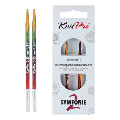 Pair of KnitPro Symfonie 2 3.25mm interchangeable wooden needle tips