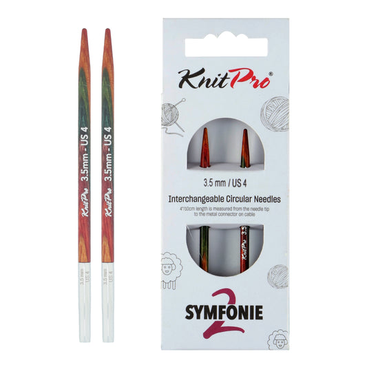 Pair of KnitPro Symfonie 2 3.50mm interchangeable wooden needle tips