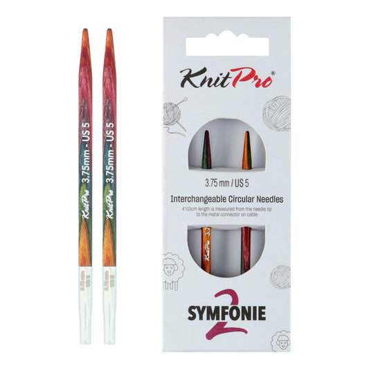 Pair of KnitPro Symfonie 2 3.75mm interchangeable wooden needle tips