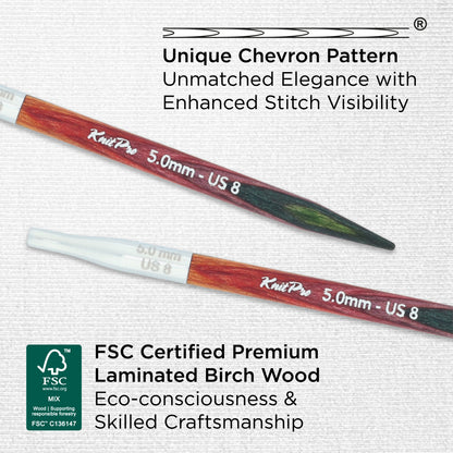 Pair of KnitPro Symfonie 2 5.00mm interchangeable wooden needle tips