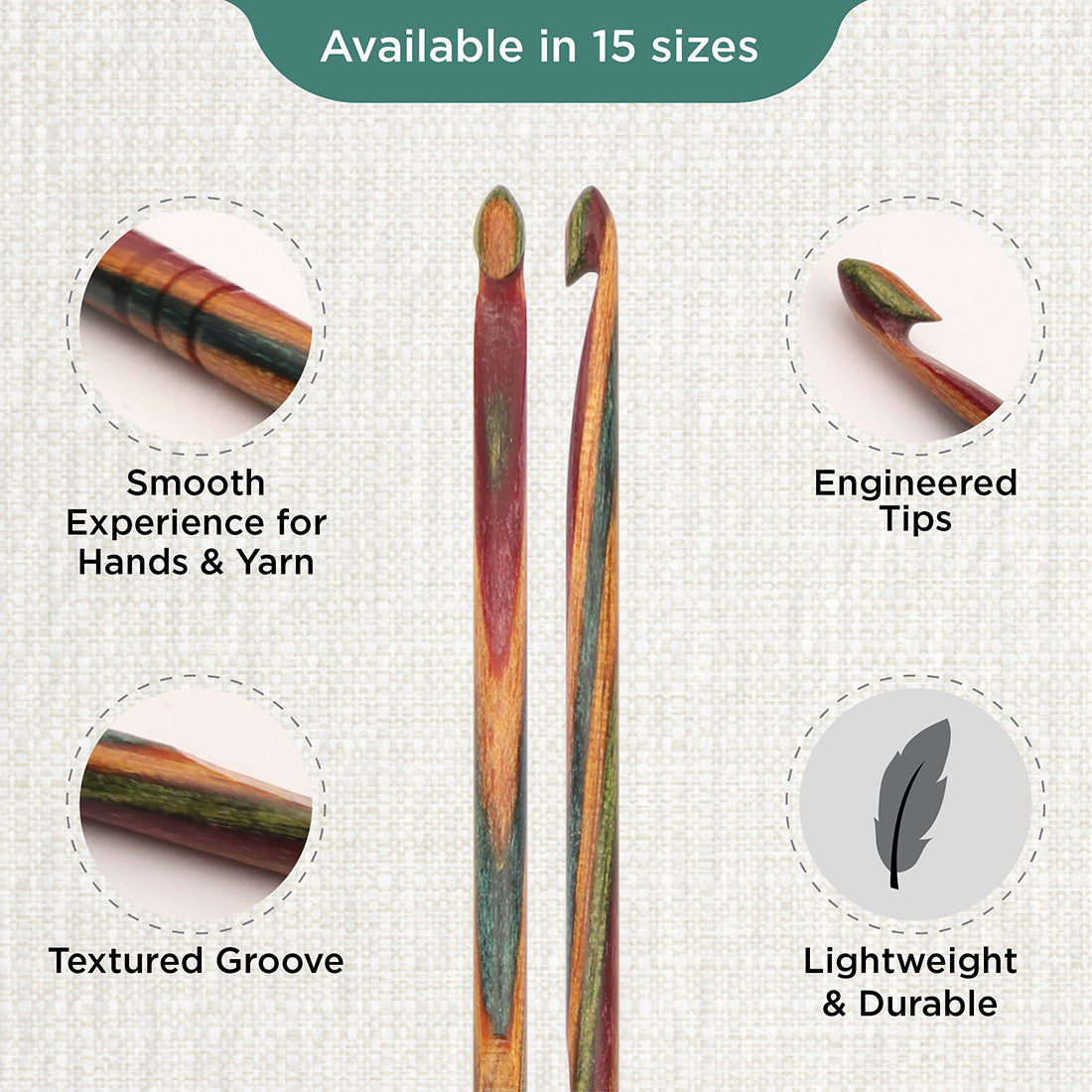 KnitPro Symfonie 2 3.00mm laminated birch wood crochet hook