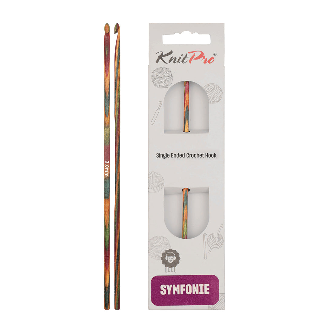 KnitPro Symfonie 2 3.00mm laminated birch wood crochet hook