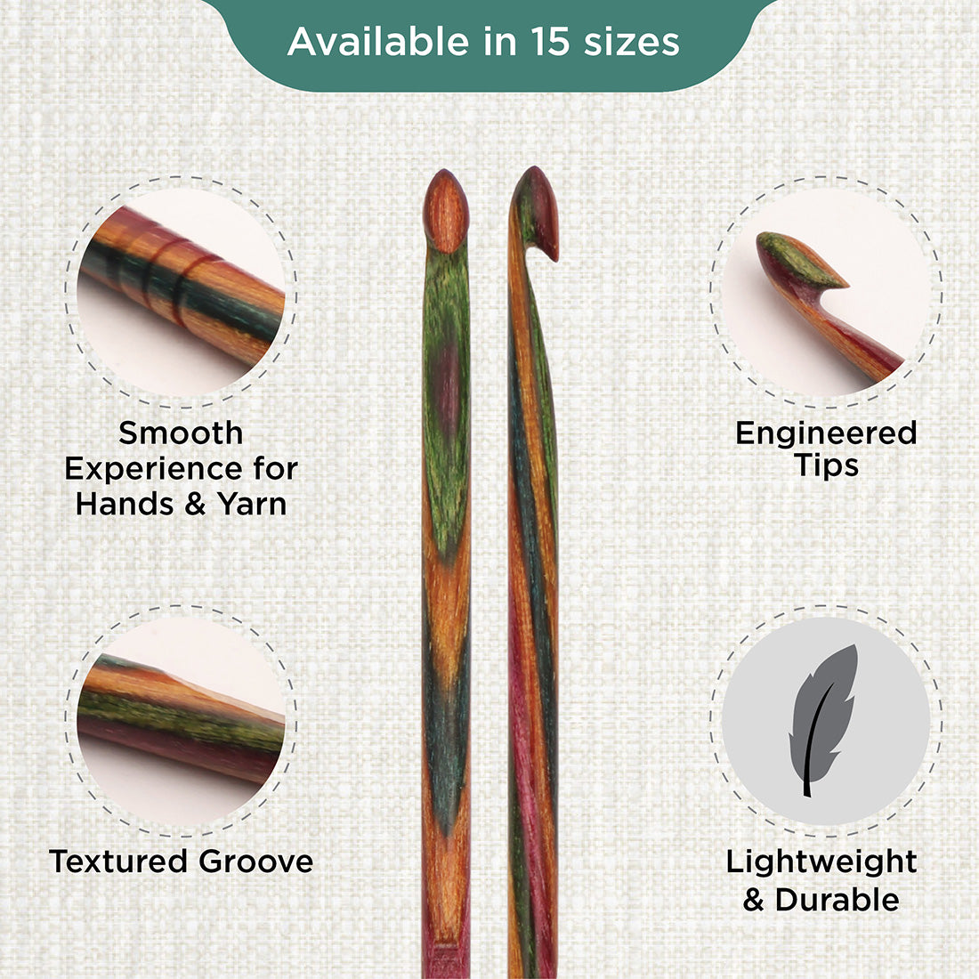 KnitPro Symfonie 2 3.25mm laminated birch wood crochet hook